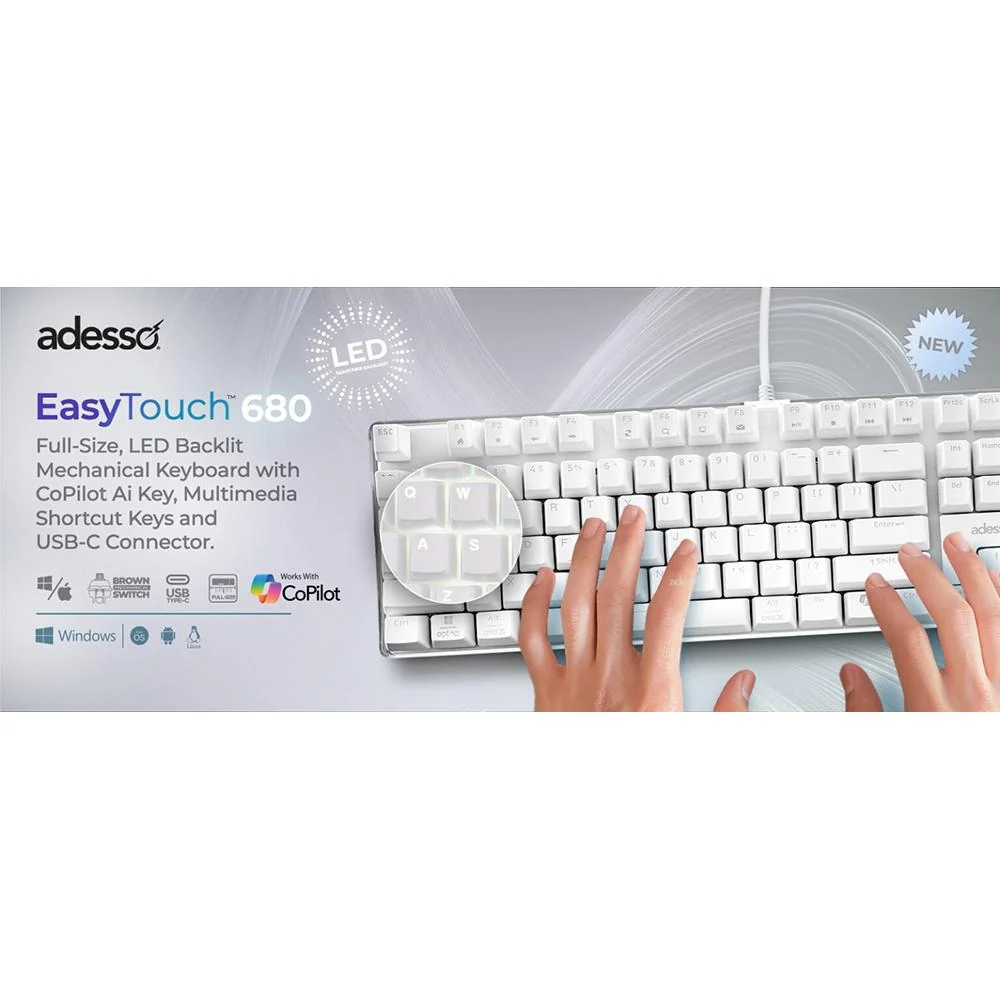 Adesso AKB-680UW EasyTouch 680 Mechanical Keyboard With CoPilot AI Hotkey - Image 12