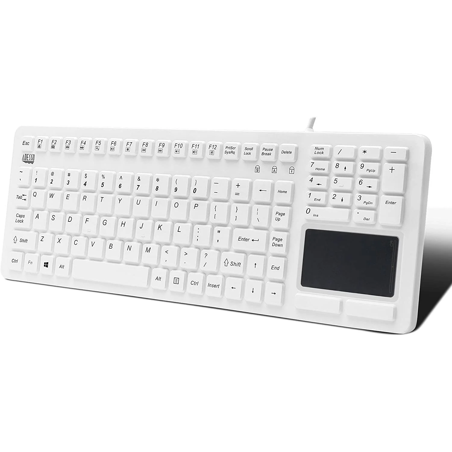 Adesso SlimTouch 270 Antimicrobial Waterproof Touchpad Keyboard (White)