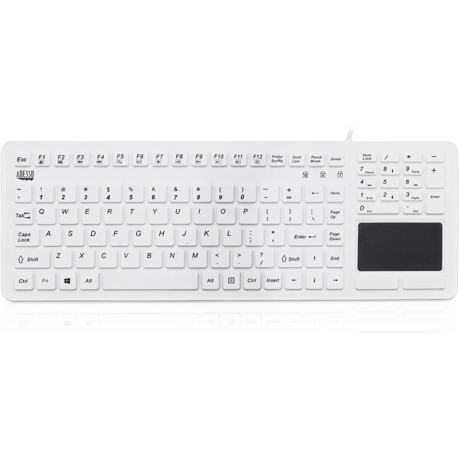Adesso SlimTouch 270 Antimicrobial Waterproof Touchpad Keyboard (White) - Image 2
