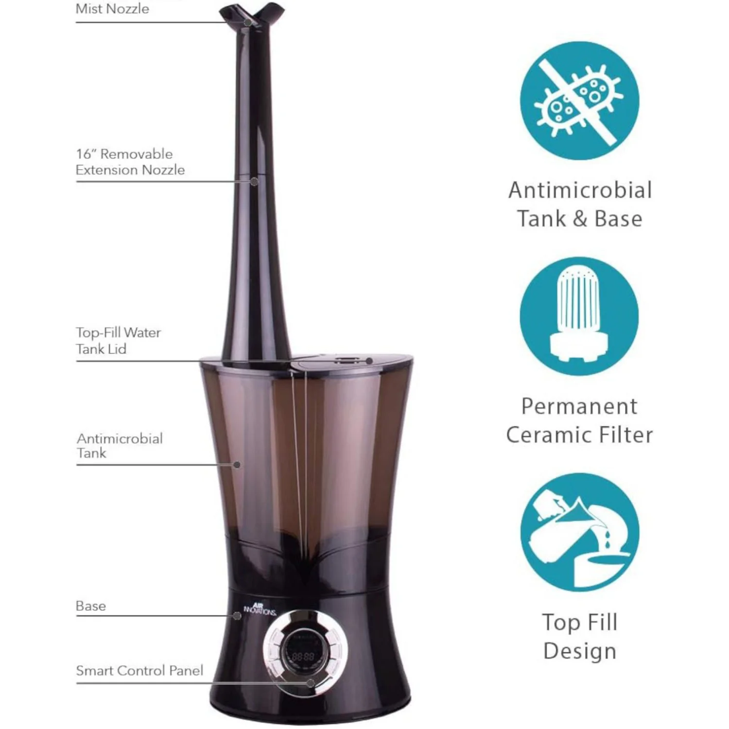 Air Innovations MH-901DA Ultrasonic Cool Mist Digital Humidifier With Aromatherapy - Image 3
