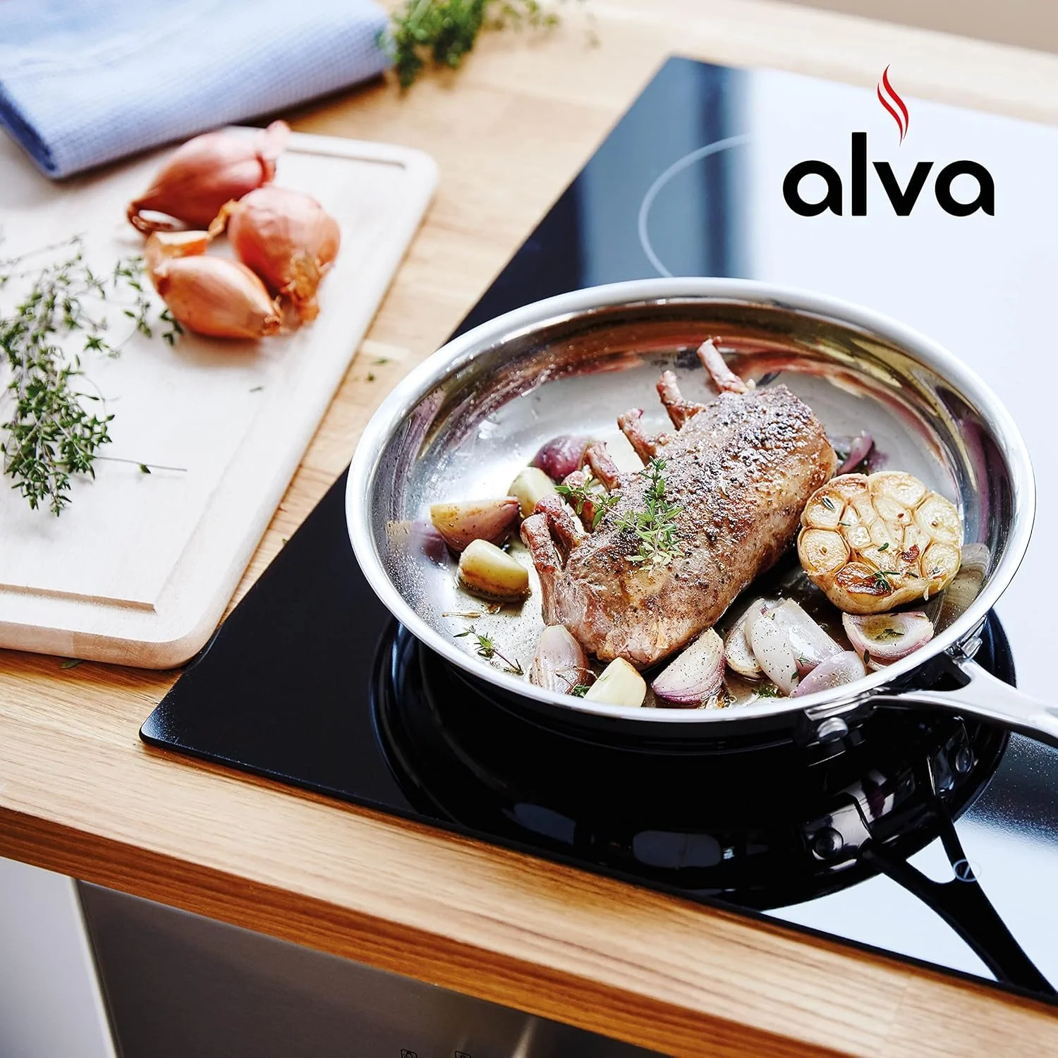 Alva Chef Stainless Steel Frying Pan Skillet Oven/Dishwasher Safe, Cookware Fry 11in - Image 5