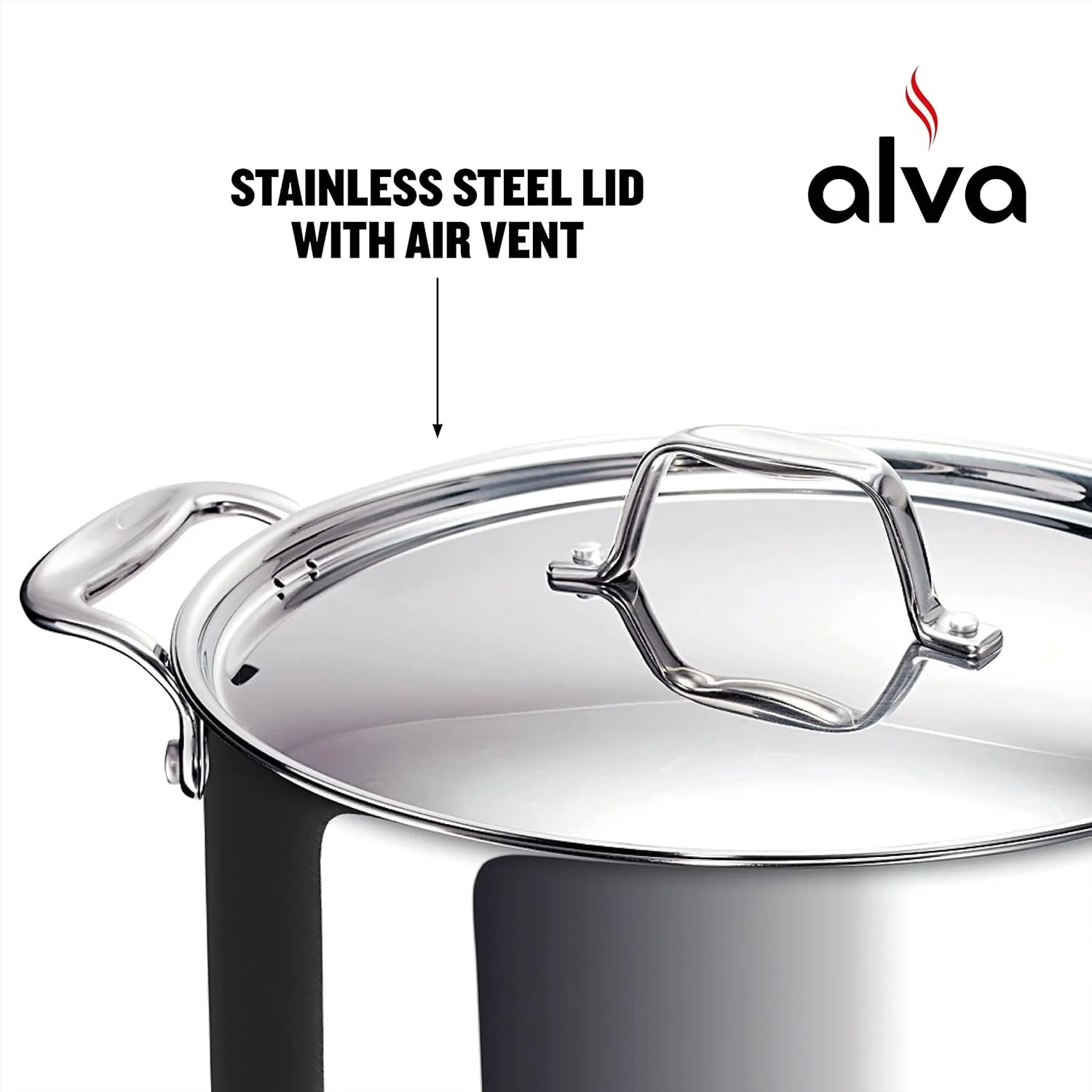 Alva Chef Stainless Steel Stock Pot with Lid Deep & Large 10.5 Qt - Image 3