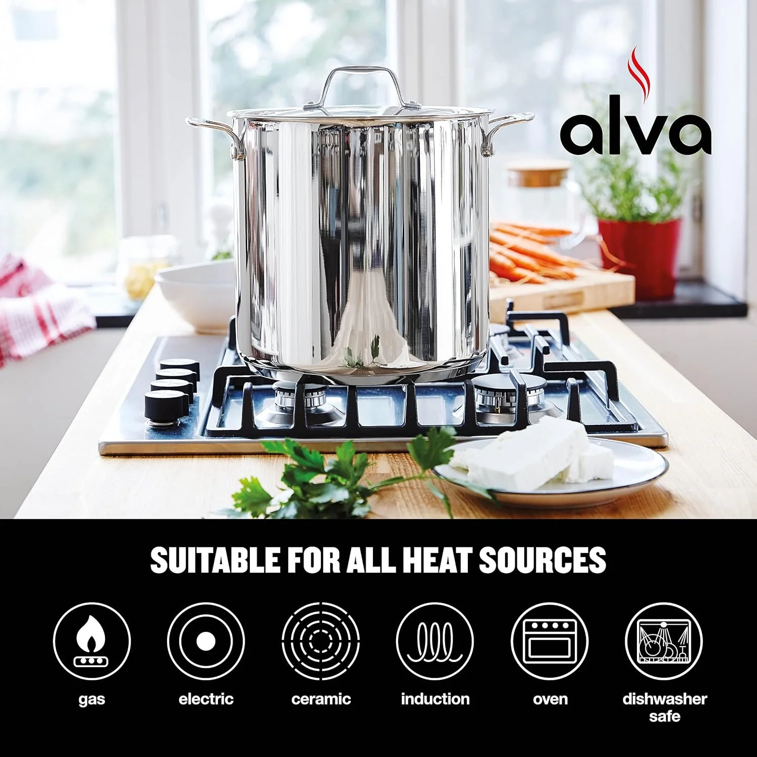 Alva Chef Stainless Steel Stock Pot with Lid Deep & Large 10.5 Qt - Image 4
