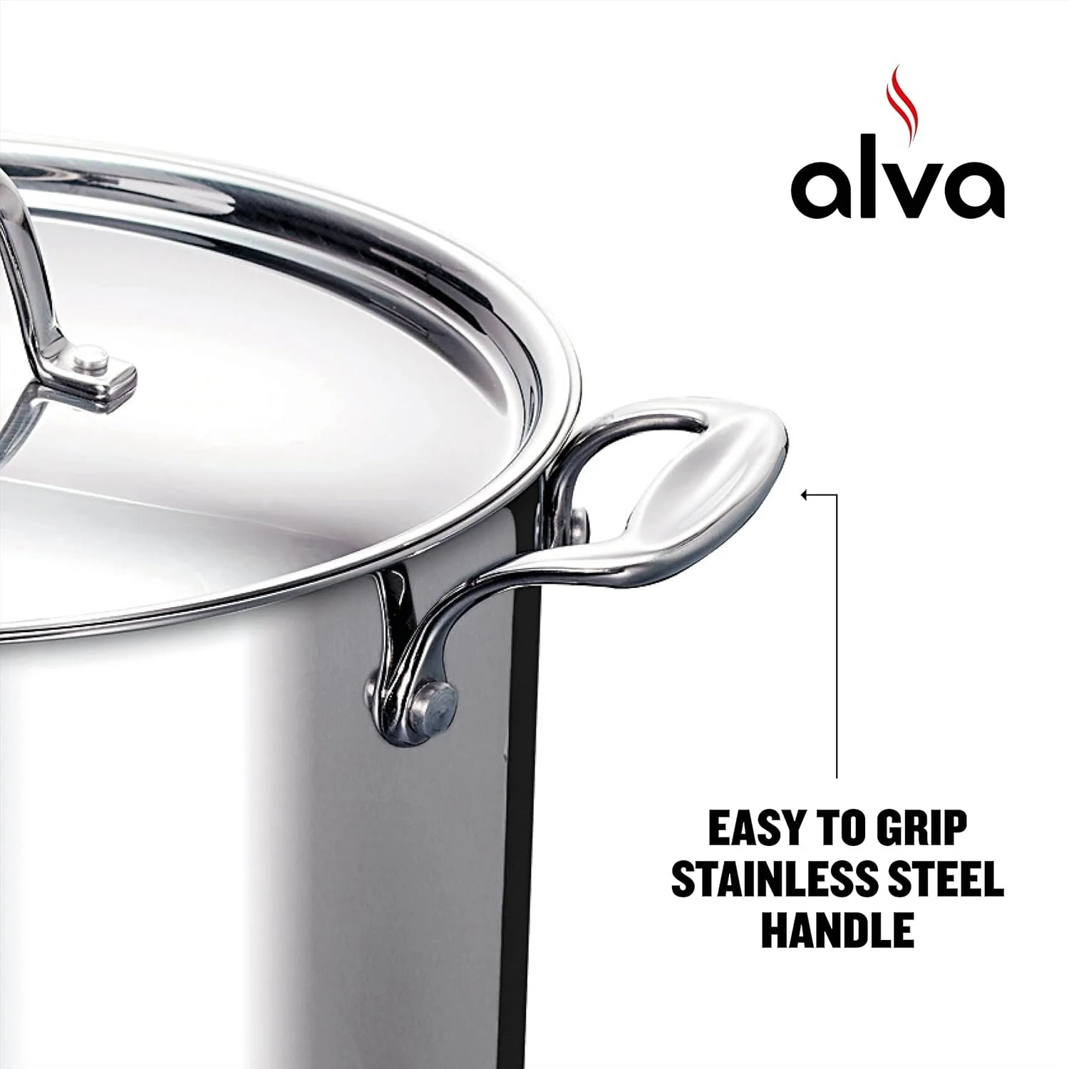 Alva Chef Stainless Steel Stock Pot with Lid Deep & Large 10.5 Qt - Image 5