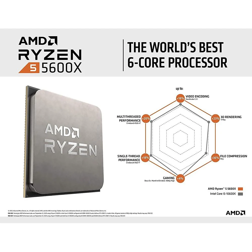 AMD Ryzen 5 5600X 6-core 12-Thread Desktop Processor with Cooler Open Box - Image 5