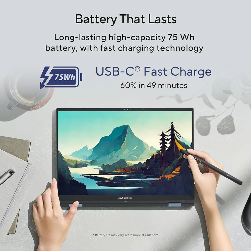 Asus 14" Zenbook 14 Flip OLED Laptop in Ponder Blue - UP3404VA-DS74T - Image 12