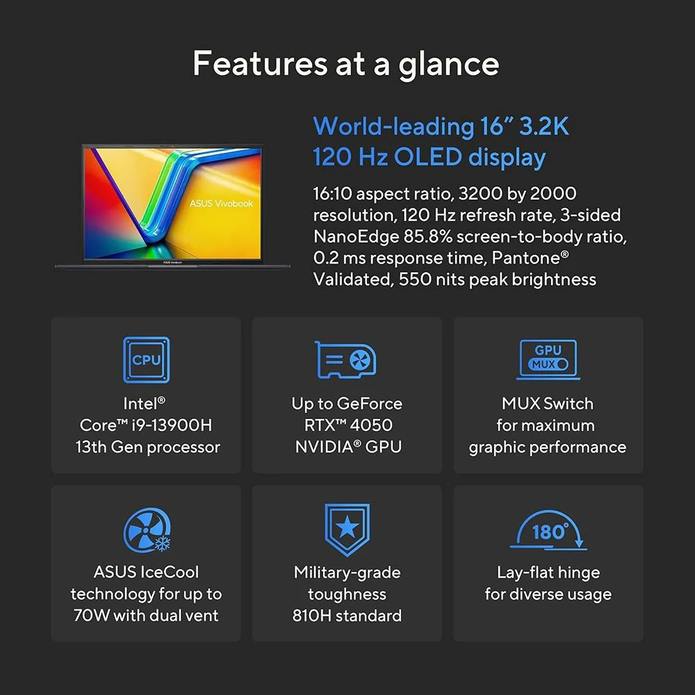 Asus 16" Vivobook 16X OLED Laptop in Indie Black - K3605VU-ES94 - Image 6