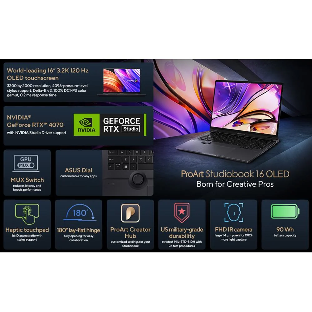 Asus 16" ProArt Studiobook 16 Touchscreen OLED Laptop - H7604JI-DS96T - Image 8
