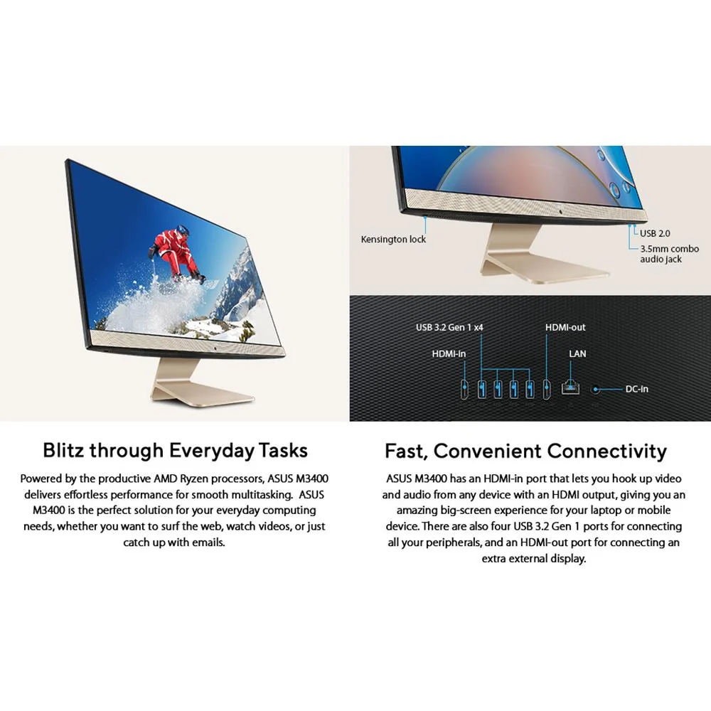 Asus 23.8" Full HD All-in-One Desktop PC in Black - M3400WYA-DH503 - Image 11