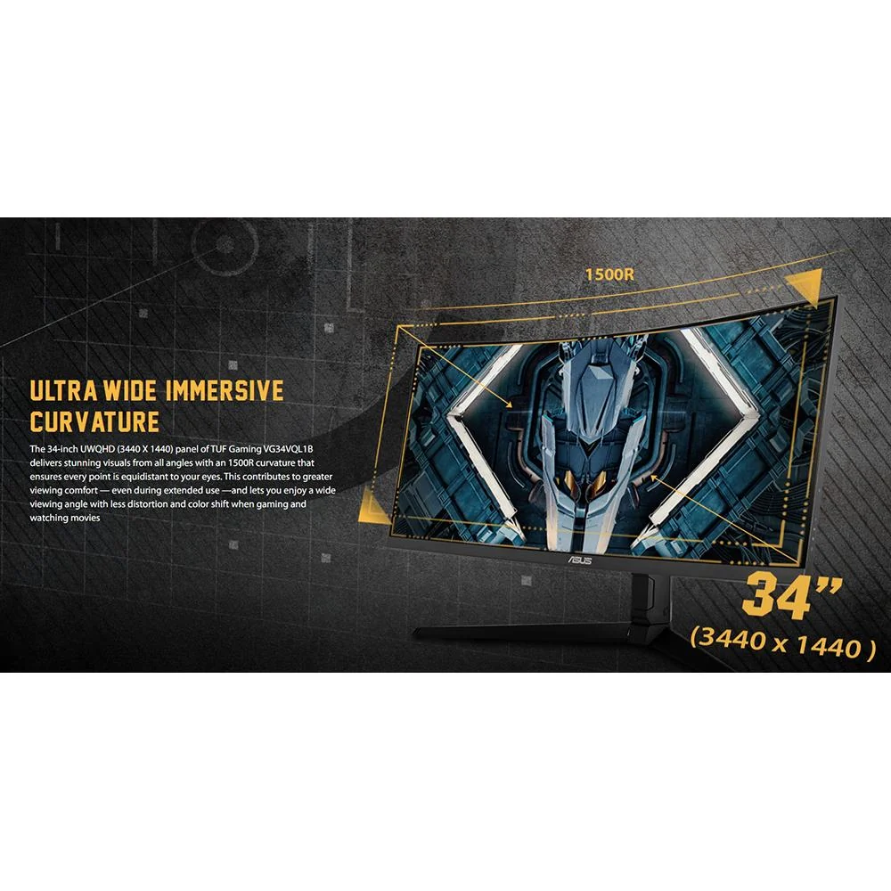 ASUS 34" TUF Gaming WQHD Curved Monitor in Black - VG34VQL1B - Image 12