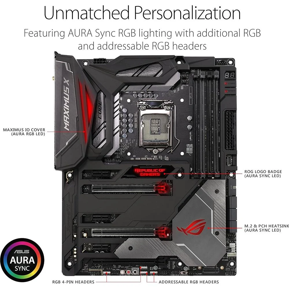 ASUS - MOTHERBOARDS ROG MAXIMUS X CODE LGA1151 DDR4 DP HDMI M.2 Z370 Z370 ATX MBOARD
