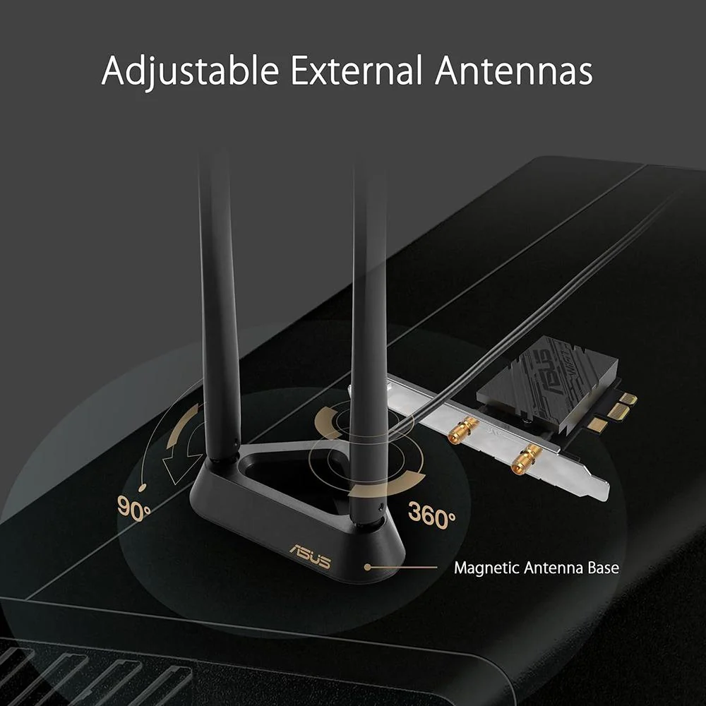 ASUS WiFi 7 PCI-E Adapter with 2 External Antennas - PCE-BE92BT - Image 8