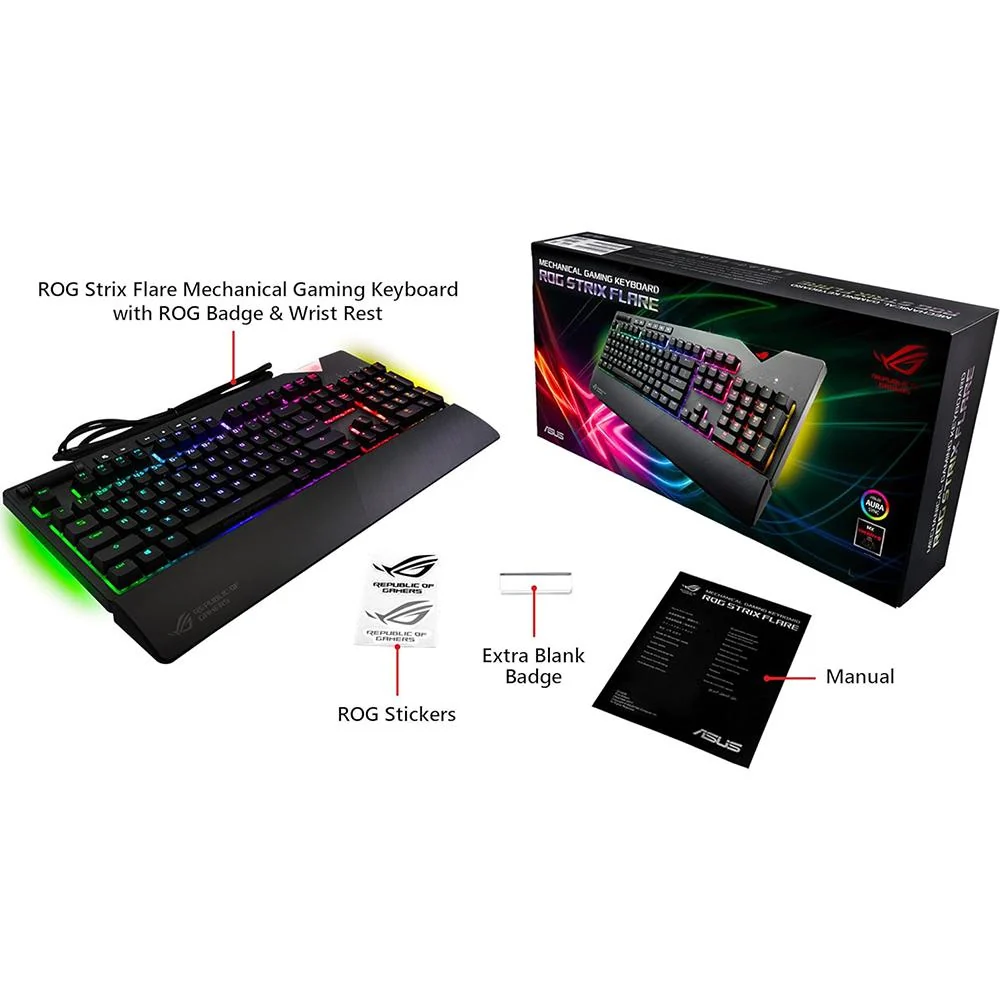 ASUS - SFF ROG STRIX FLARE CHERRY MX RED AURA SYNC RGB LIGHTING - Image 10