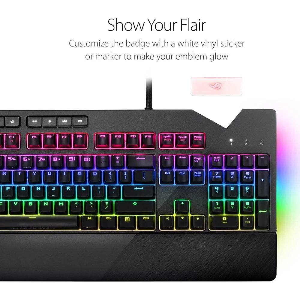 ASUS - SFF ROG STRIX FLARE CHERRY MX RED AURA SYNC RGB LIGHTING - Image 3