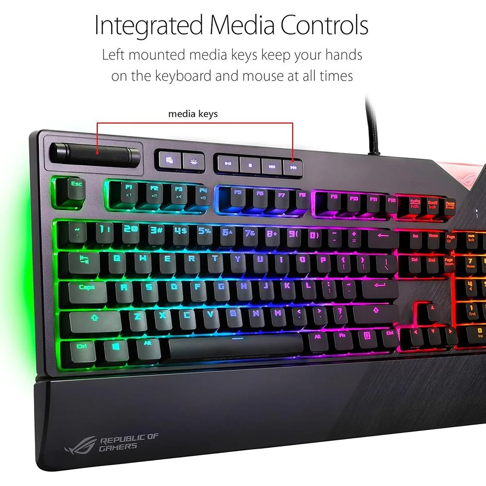 ASUS - SFF ROG STRIX FLARE CHERRY MX RED AURA SYNC RGB LIGHTING - Image 4