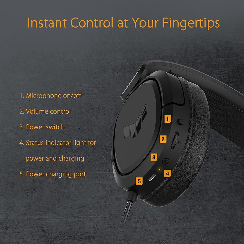ASUS TUF Gaming H1 Wireless Headset in Black - TUFGAMINGH1WL - Image 11