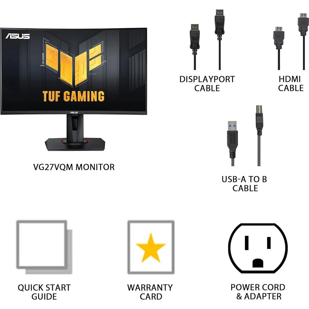 ASUS 27" TUF Gaming 1080P Curved HDR Monitor in Black - VG27VQM - Image 11