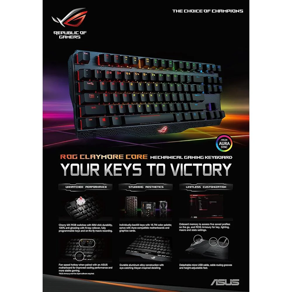 ASUS - VGA NVIDIA RED MECHANICAL GAMING KEYBOARD USB2.0 - Image 5