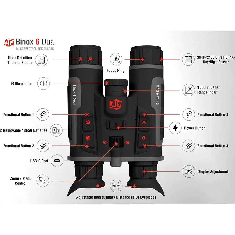 ATN Binox 6 Dual 6-48x 256x192 Day/Night Thermal Multispectral Binoculars - Image 2