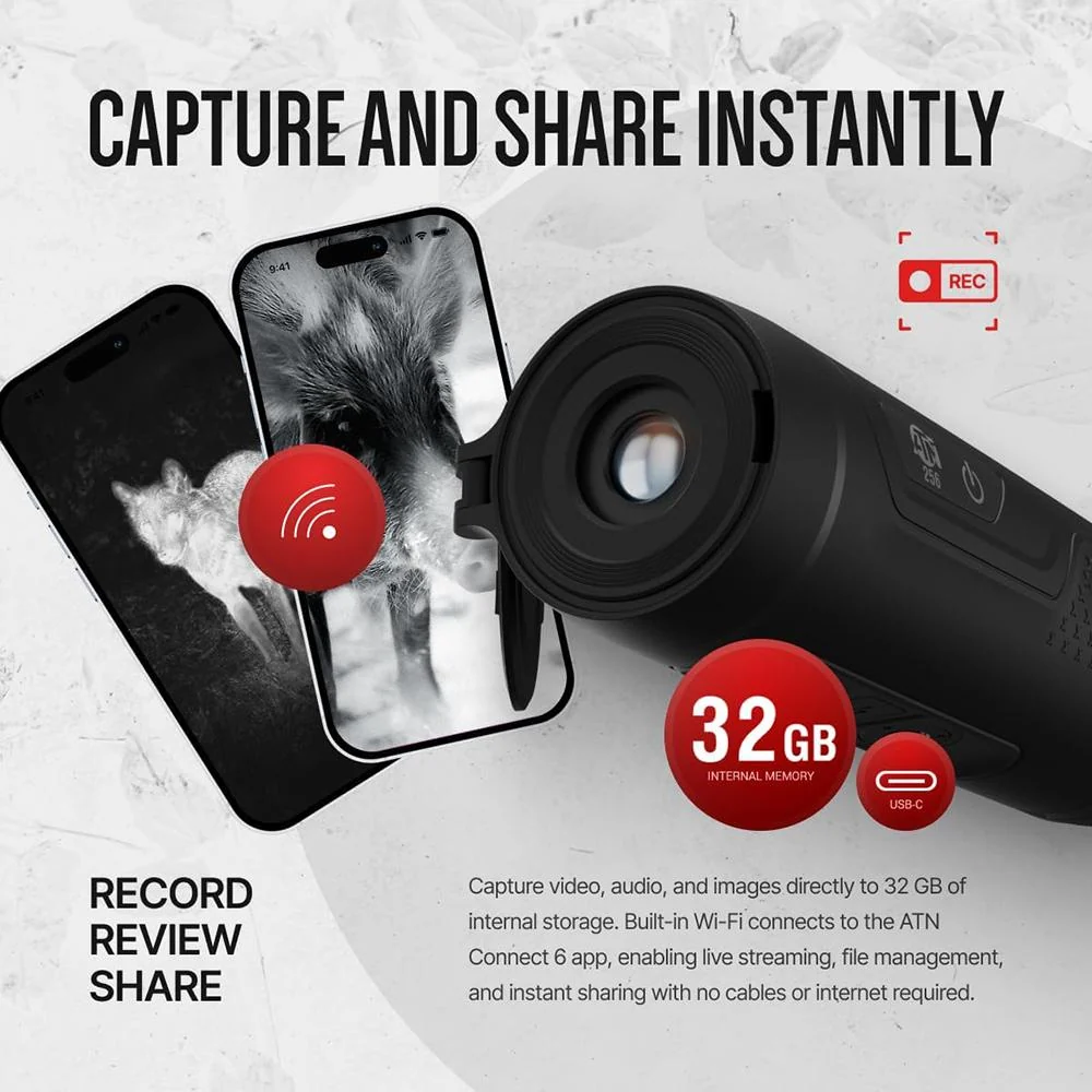 ATN BlazeSeeker 6 207 1.2-9.6x 256x192 7mm Thermal Monocular + Tactical Bundle - Image 5