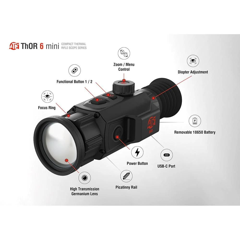 ATN THOR-6 Mini Compact Thermal 3.5-28x, 384x288 Rifle Scope + Tactical Bundle - Image 4