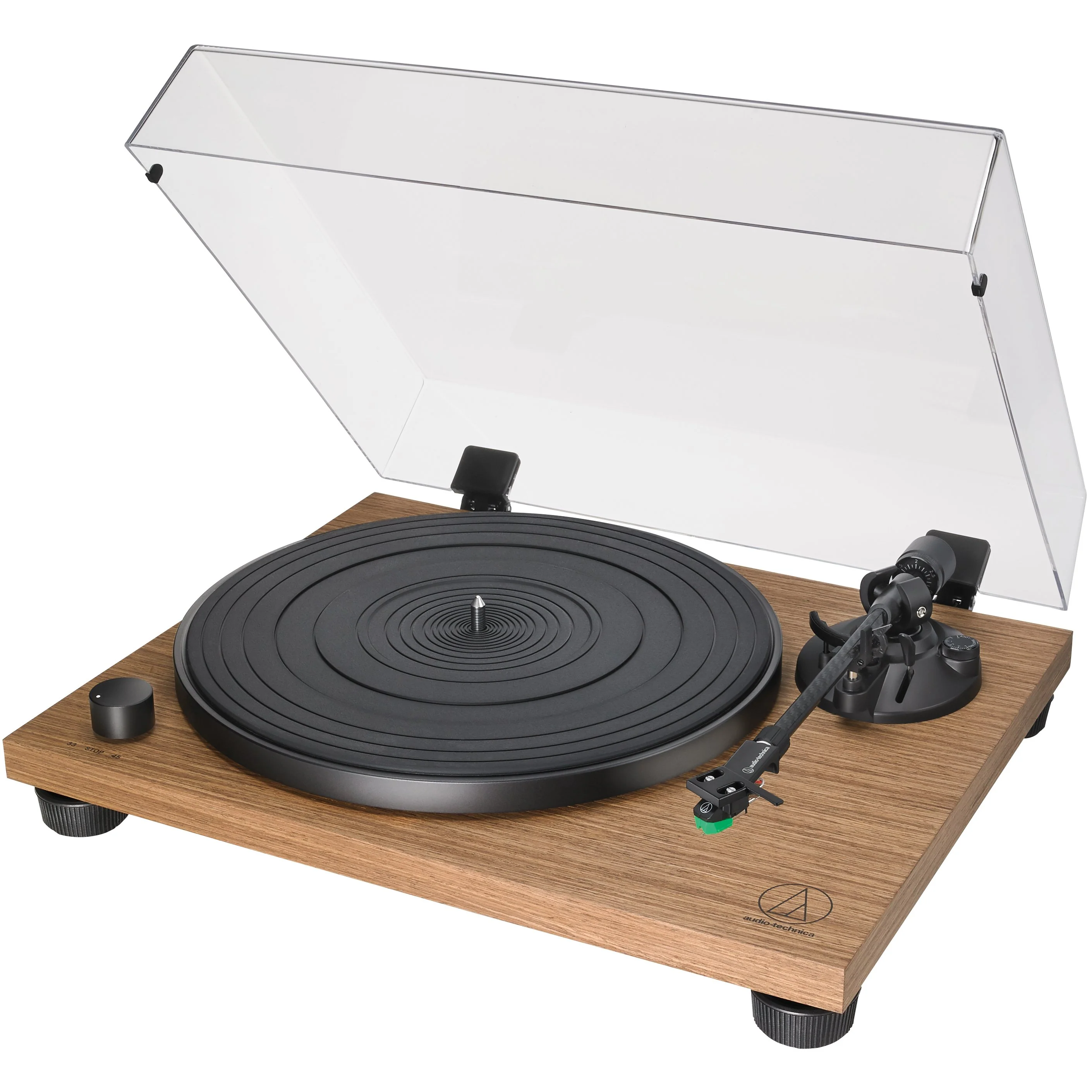 Audio-Technica AT-LPW40WN Fully Manual Belt-Drive Turntable 2 Speeds 33-1/3 & 45 RPM - Walnut - Image 2