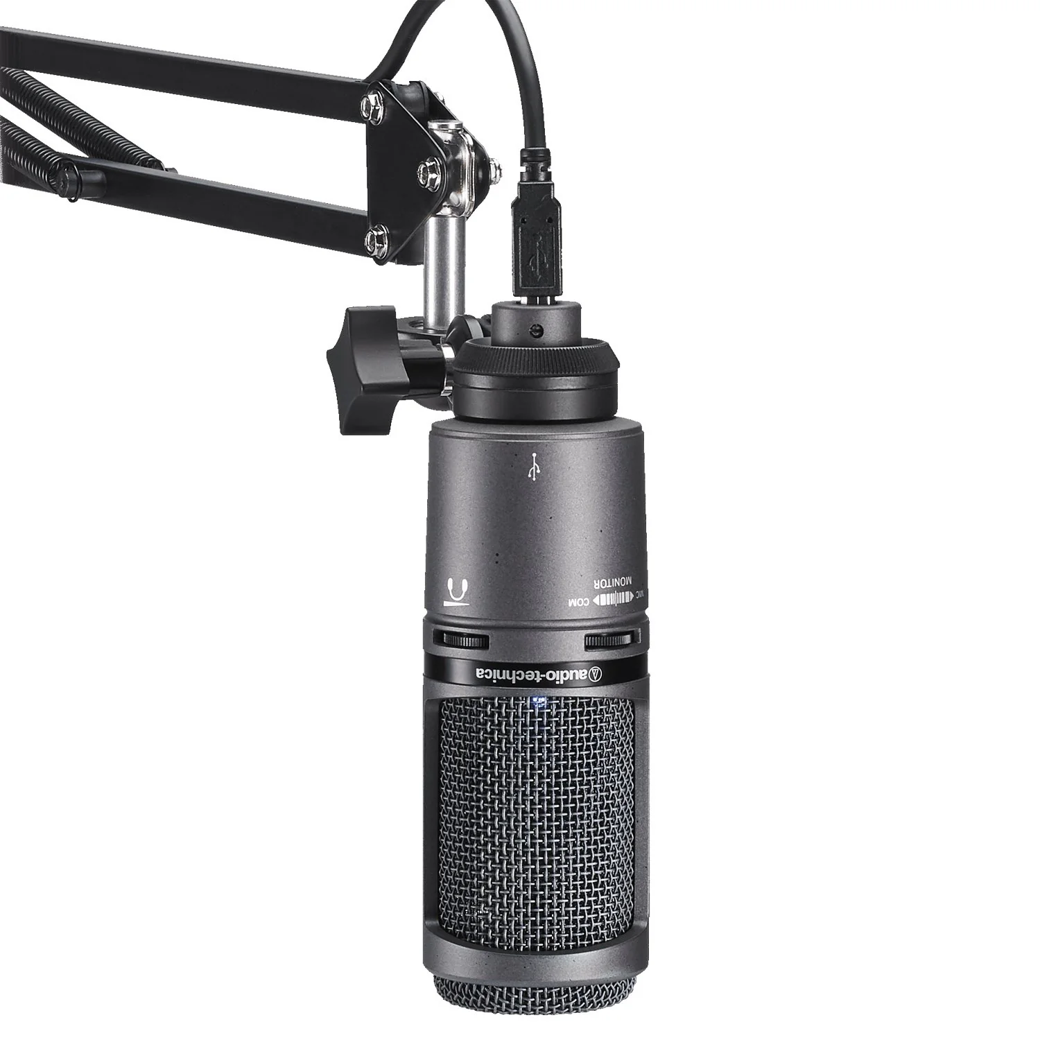 Audio-Technica AT2020USB+PK Cardioid Condenser USB Microphone w/ Boom Arm + Monitor Headphones - Image 7