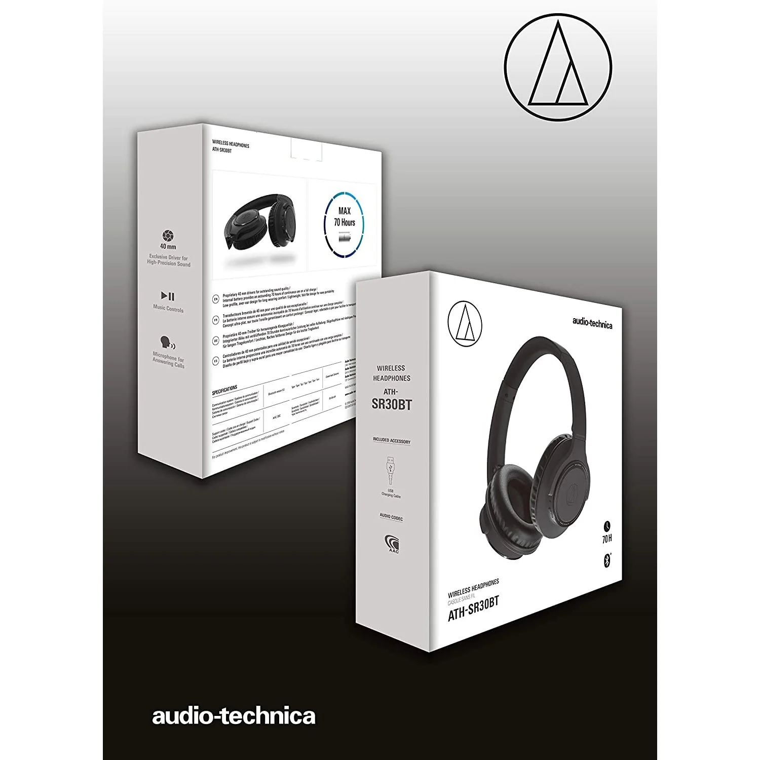 Audio-Technica ATH-SR30BT Wireless Over-Ear Headphones, Gray - Image 6