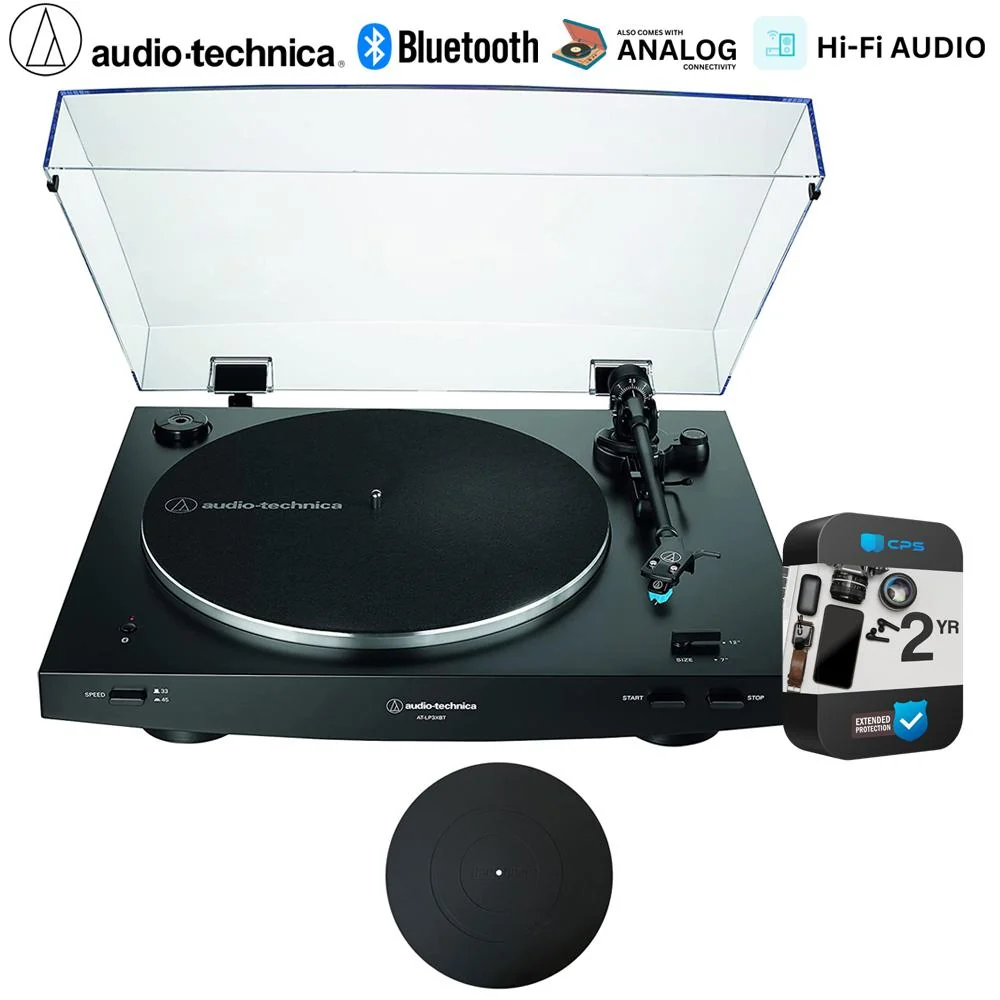 Audio-Technica Fully Automatic Wireless Belt-drive Turntable, Black w/ 2 Year Warranty Bundle