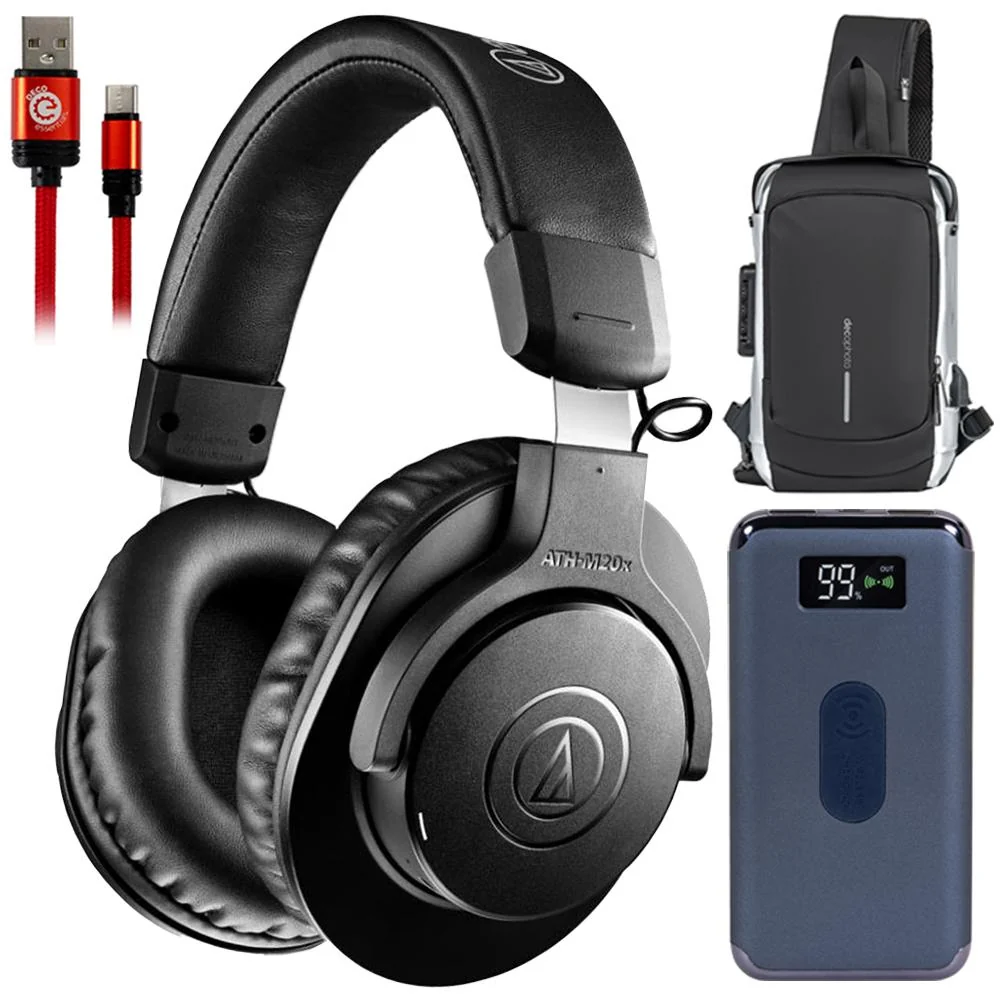 Audio-Technica M20x Wireless Professional Monitor Headphones w/ Accessories Bundle - Image 2