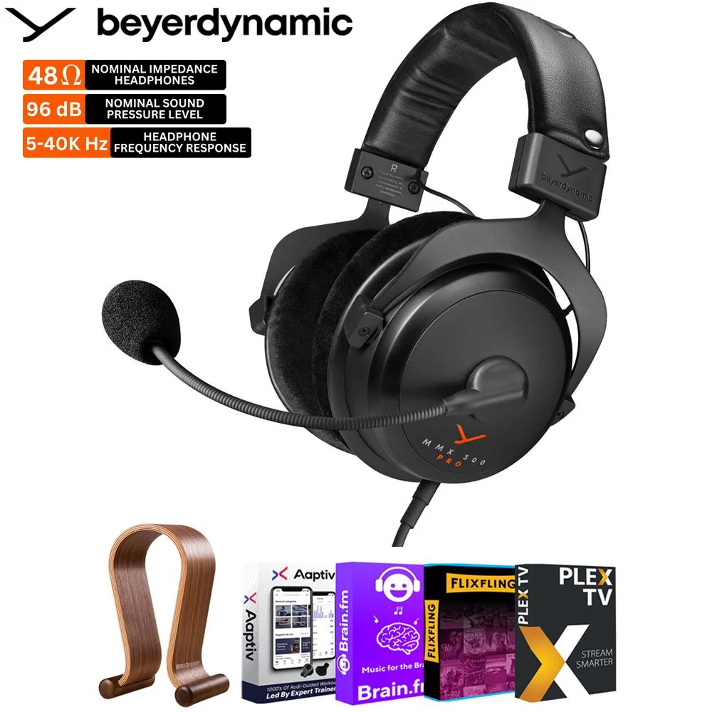 BeyerDynamic MMX 300 PRO Closed Back Gaming Headset w/ Headset Hanger Bundle