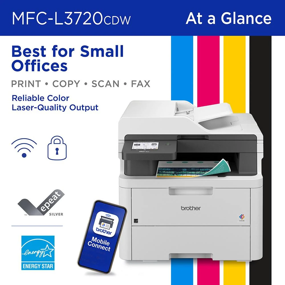Brother Digital Color All-in-One Printer with Copy, Scan, Fax, Duplex, Mobile - Image 3