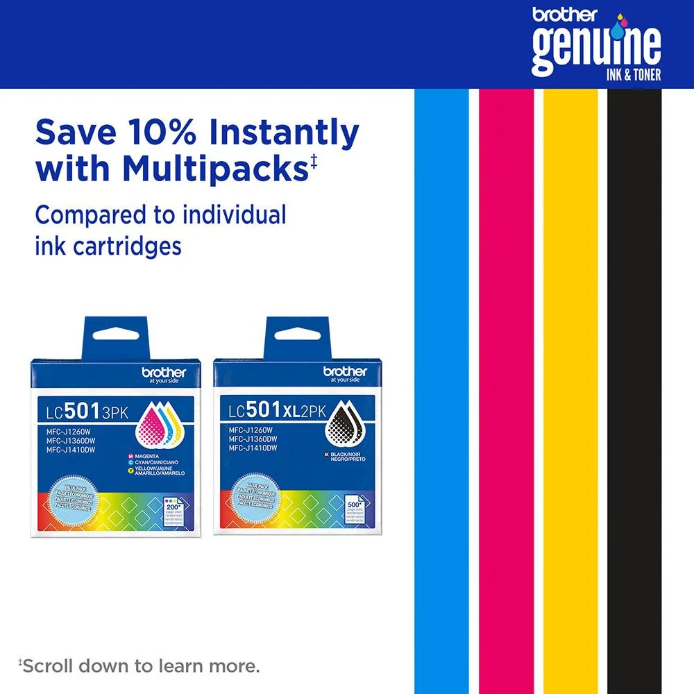 Brother Genuine LC501XL2PK Twin Pack High Yield Black Ink Cartridges - Image 7