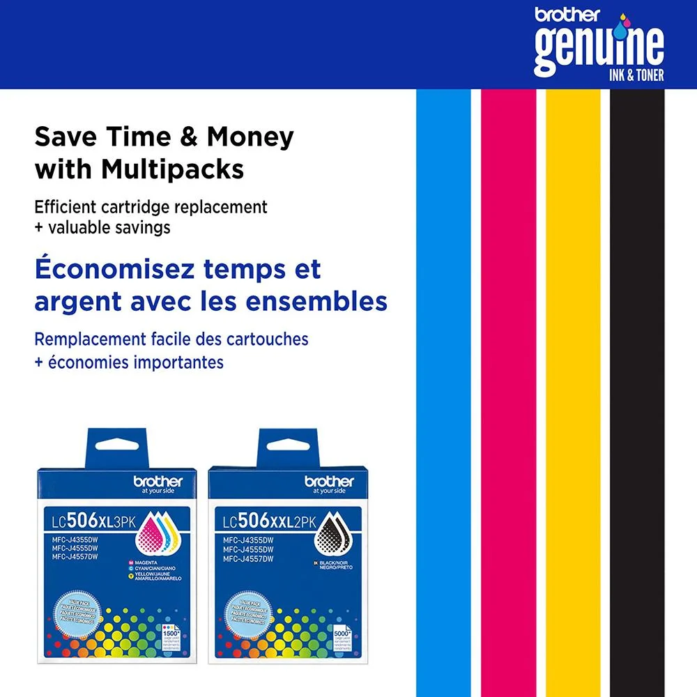 Brother Genuine LC506XL3PKS 3-Pack High Yield Color Ink Cartridges - Cyan/Magenta/Yellow - Image 3