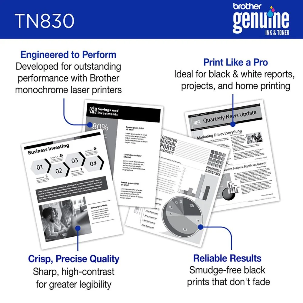 Brother Genuine TN830 Standard Yield Black Toner Cartridge w/ Print Like a Pro Bundle - Image 10