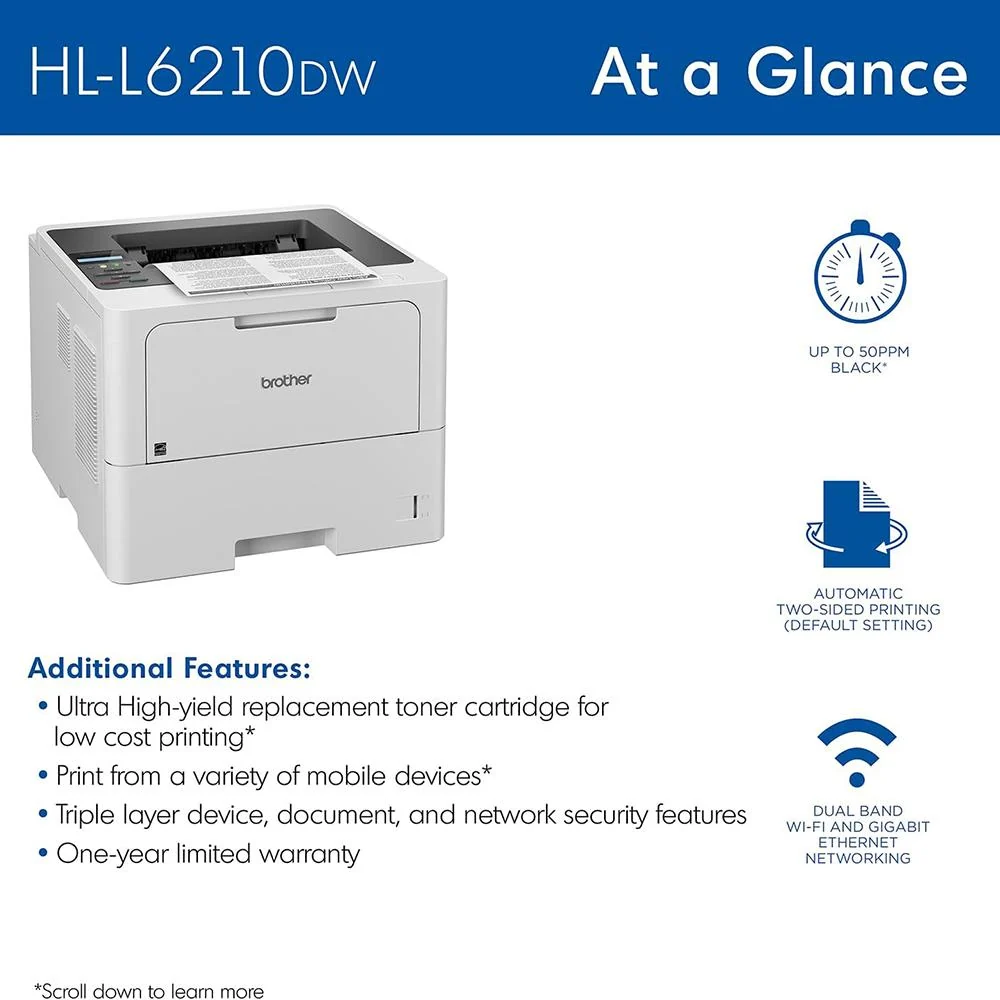 Brother HLL6210DW Business Monochrome Laser Printer +26 Months Protection Bundle - Image 5