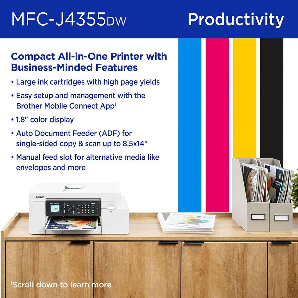 Brother INKvestment 4355 Wireless All-in-One Inkjet Printer + Color Cartridges Bundle - Image 8