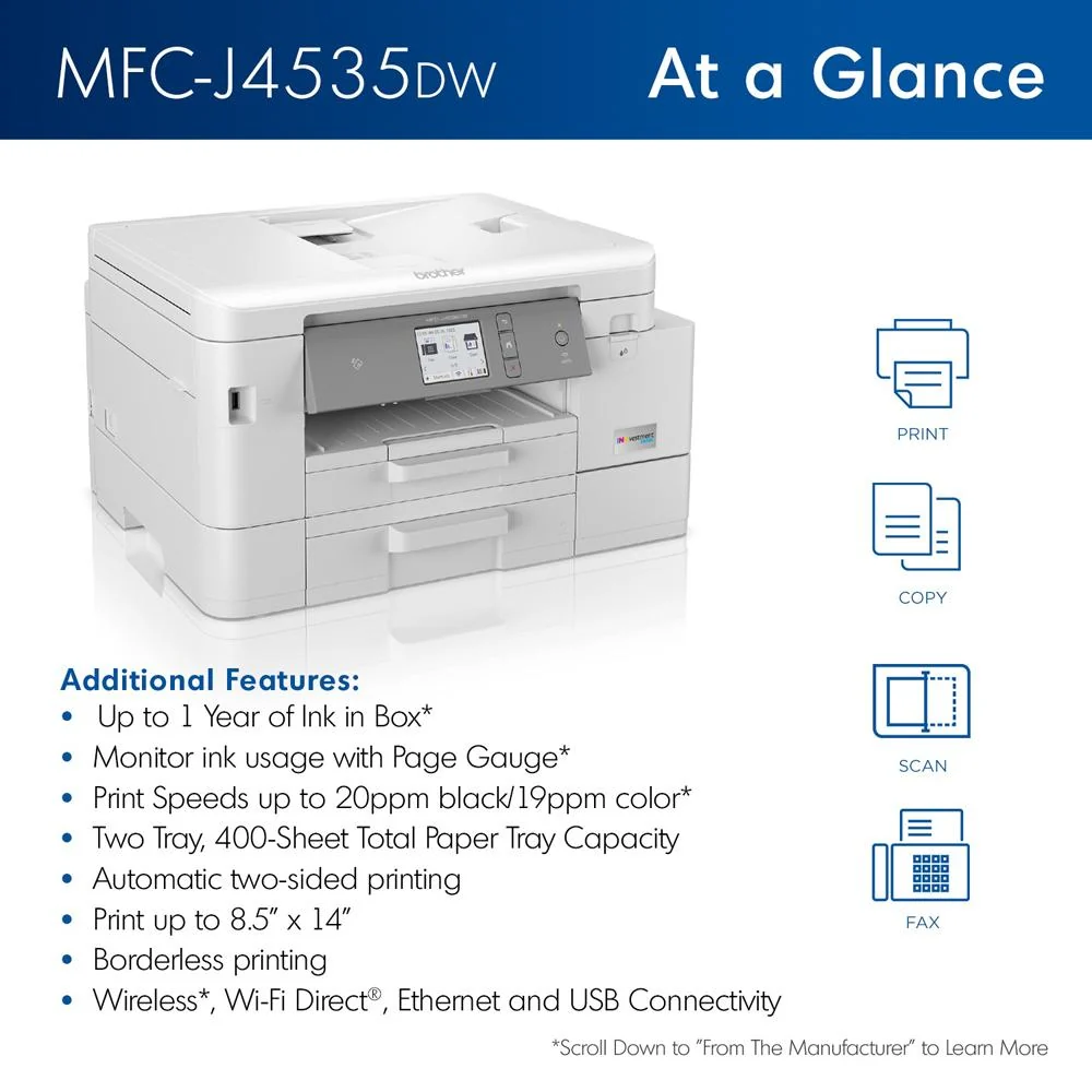 Brother INKvestment All-in-One Color Inkjet Printer + 26 Months Protection Bundle - Image 3