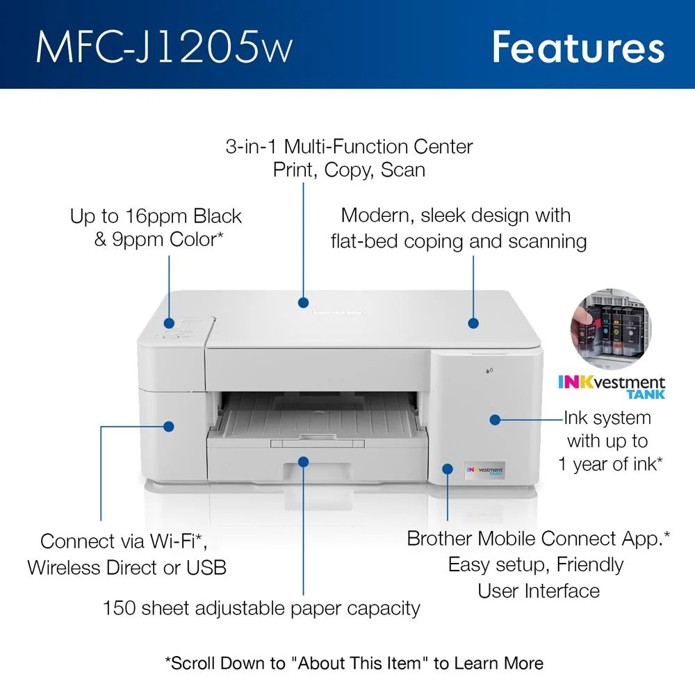 Brother INKvestment Wireless 3-in-1 Color Inkjet Printer + 26 Months Protection Bundle - Image 3