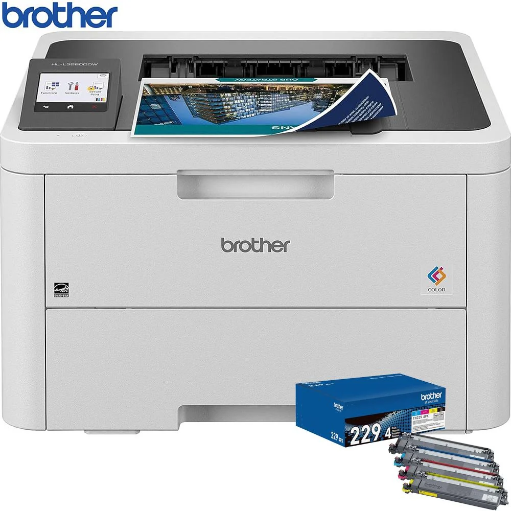 Brother Laser Printer with Standard-Yield Toner 4 Pack C/M/Y/BK