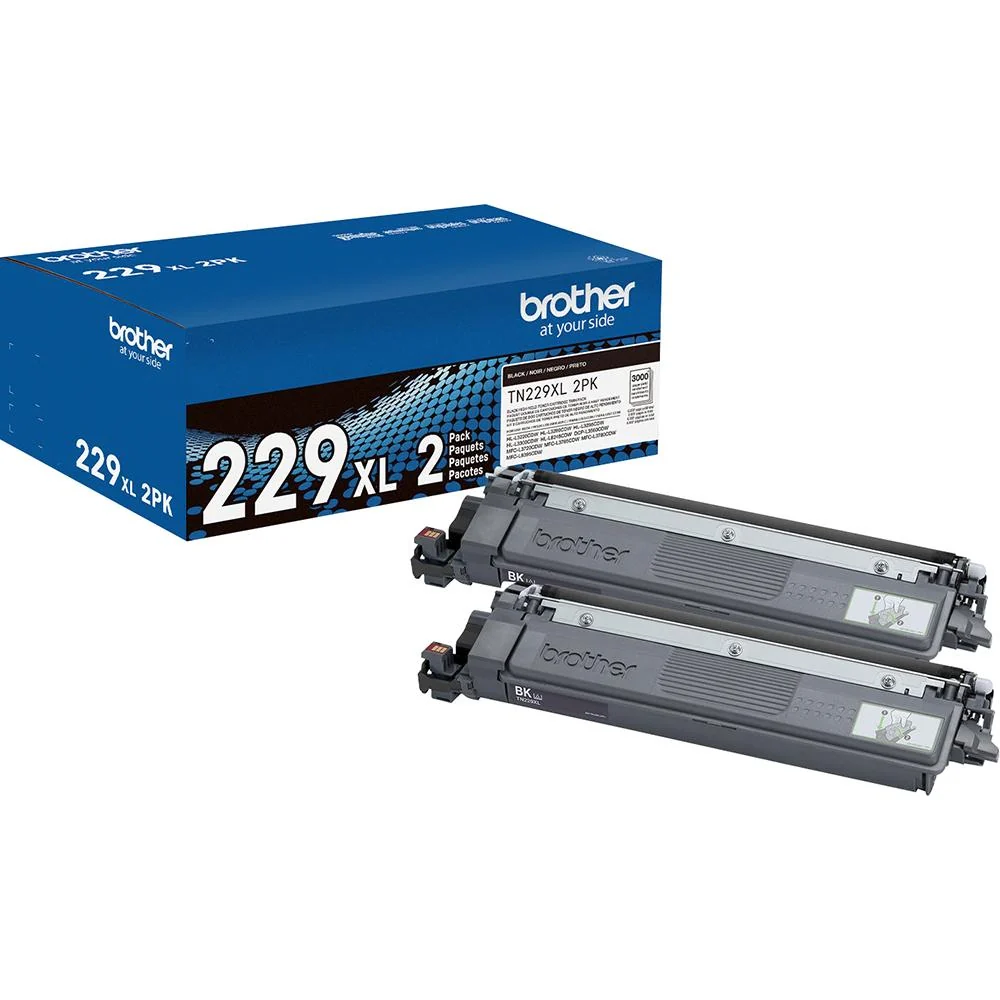 Brother TN229 Genuine High Yield Toner Cartridge, Black (Twin Pack)