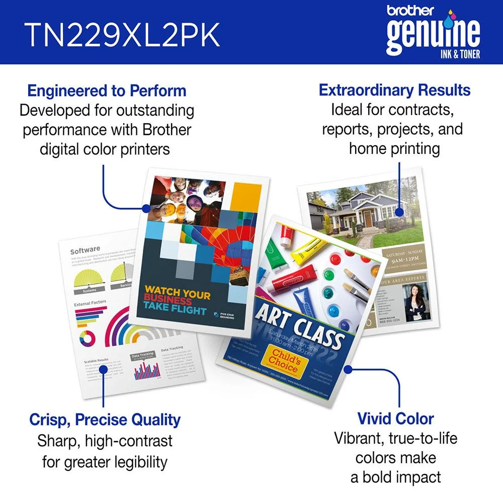 Brother TN229 Genuine High Yield Toner Cartridge, Black (Twin Pack) - Image 3