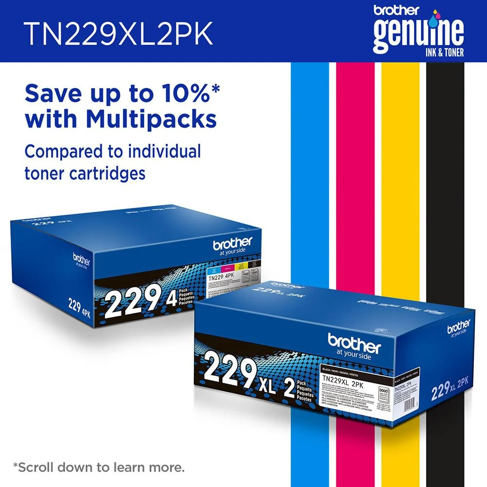 Brother TN229 Genuine High Yield Toner Cartridge, Black (Twin Pack) - Image 6
