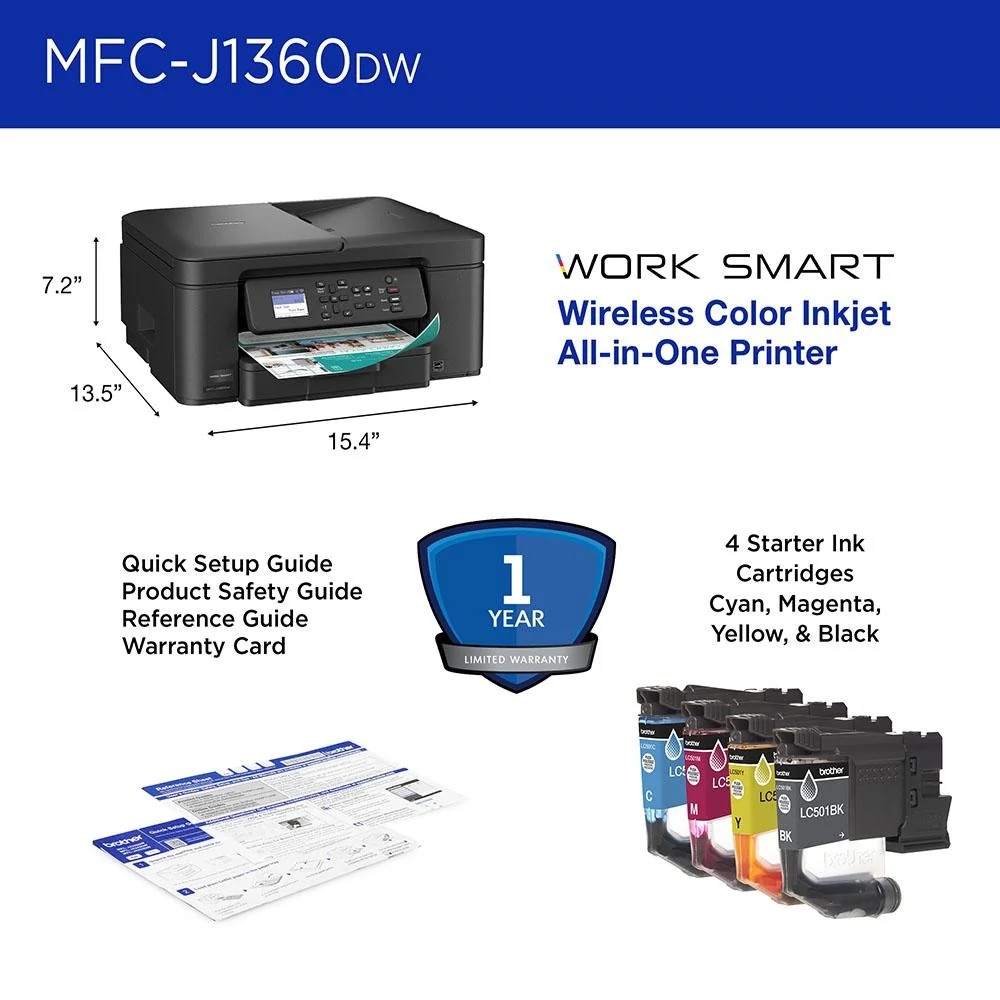 Brother Work Smart 1360 Wireless Color All-in-One Printer + 26 Months Protection Bundle - Image 3
