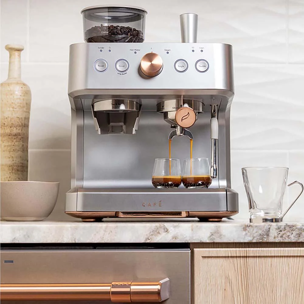 Cafe BELLISSIMO Semi Automatic Espresso Machine + Frother - Steel Silver - Open Box - Image 4