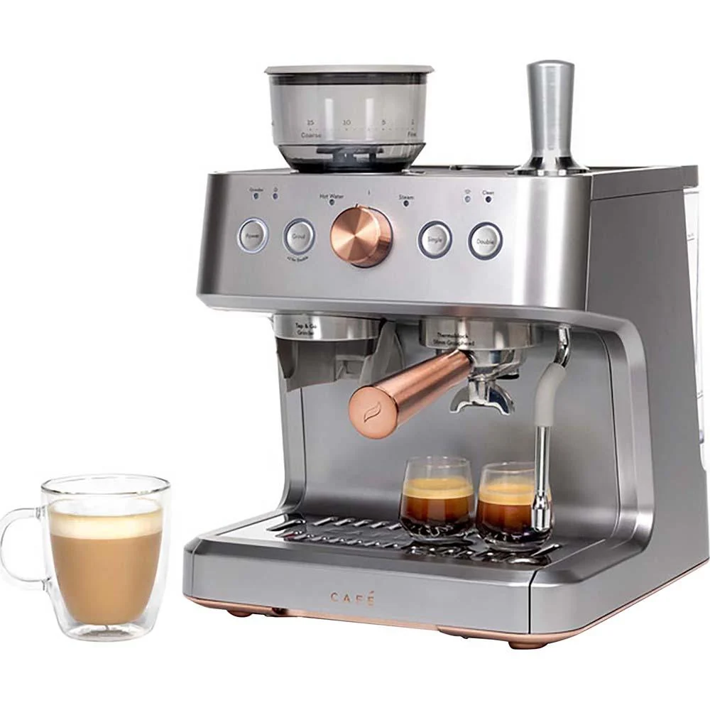 Cafe BELLISSIMO Semi Automatic Espresso Machine + Frother - Steel Silver - Open Box - Image 8