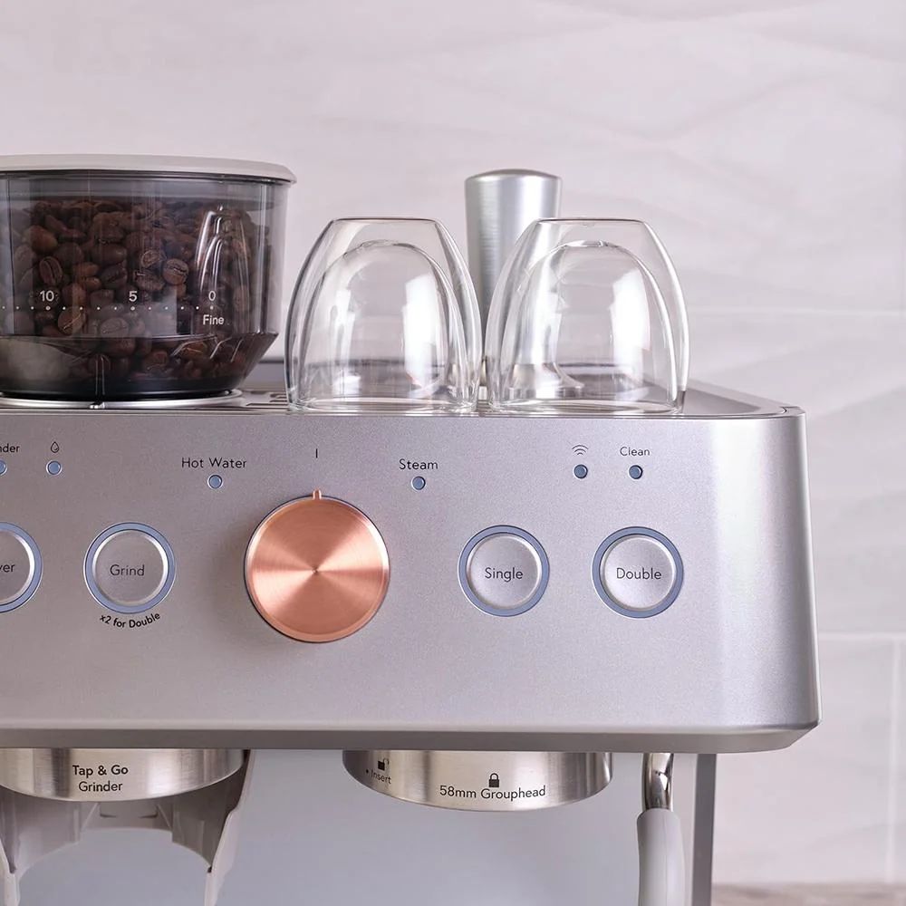 Cafe BELLISSIMO Semi Automatic Espresso Machine + Frother - Steel Silver - Open Box - Image 9