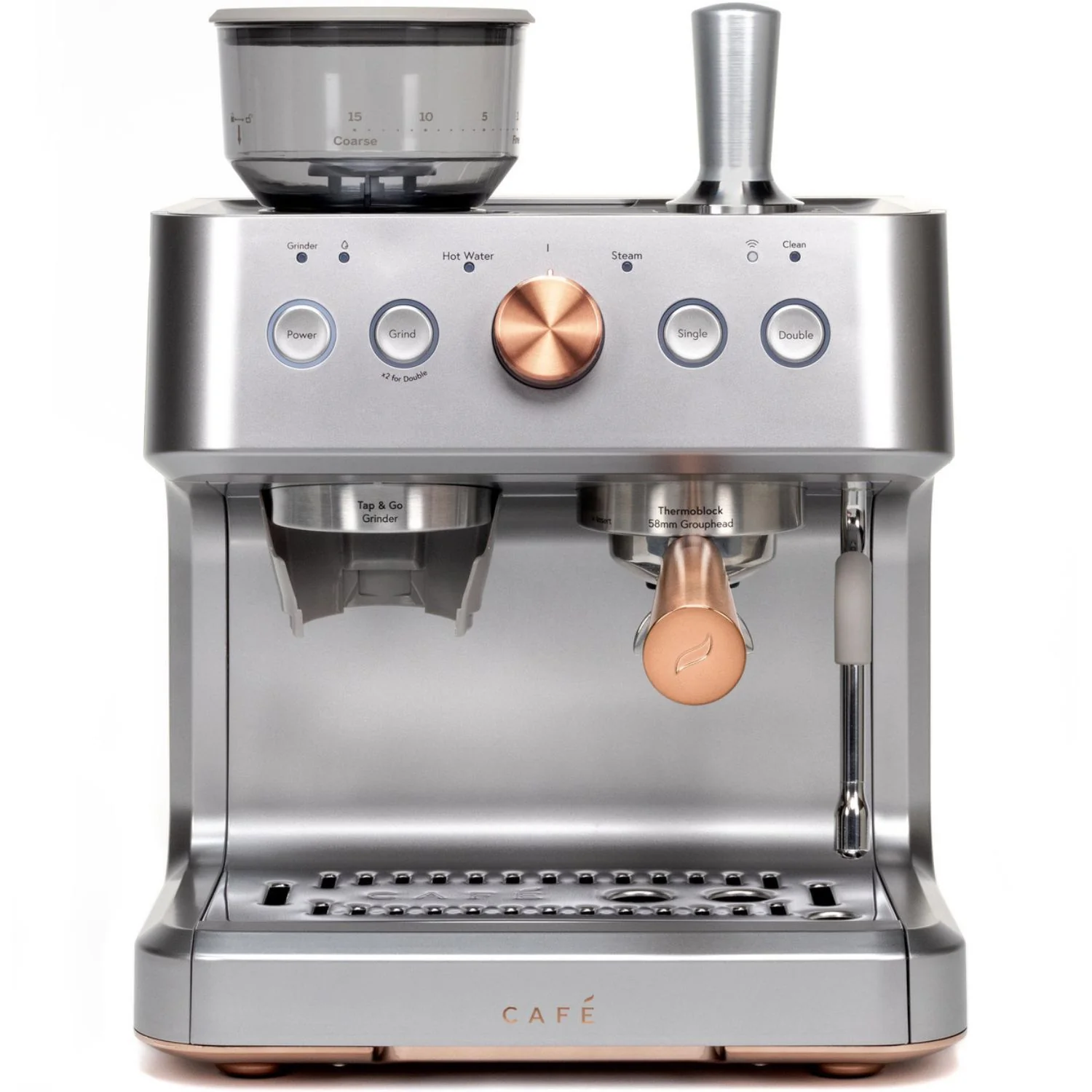 Cafe Bellissimo Semi Automatic Espresso Machine + Frother (Refurbished) Steel Silver - Image 2