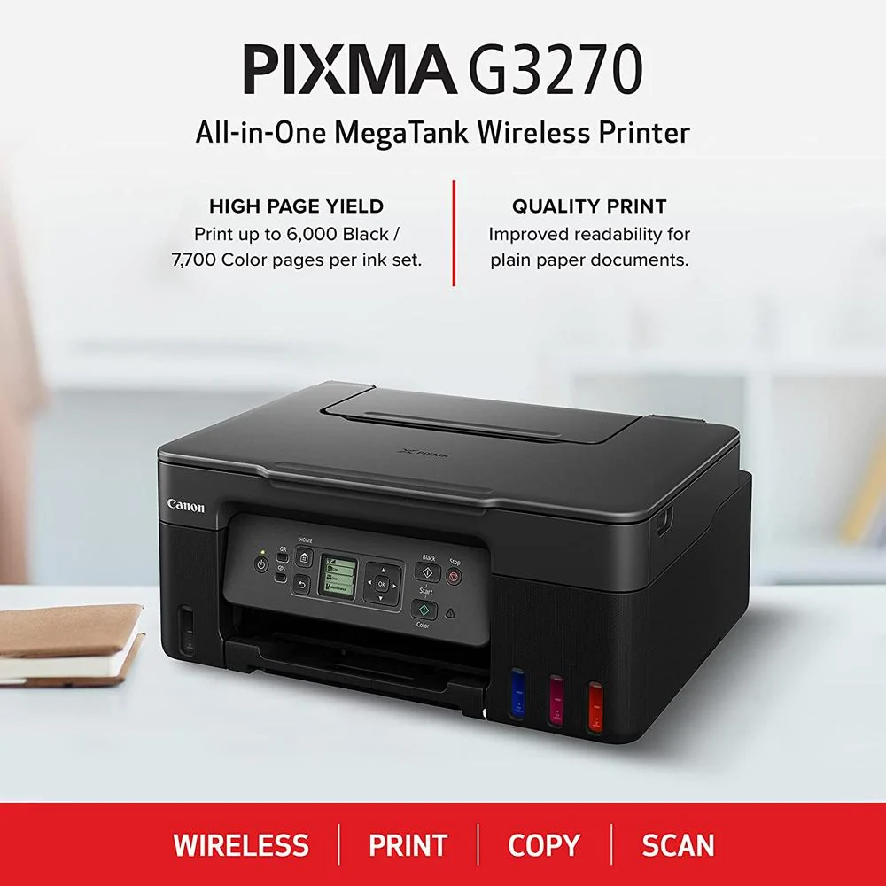Canon PIXMA G3270 Wireless MegaTank All-in-One Printer with Essentials and Cable - Image 7