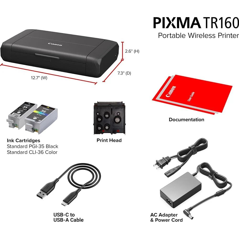 Canon PIXMA TR160 Portable Wired/Wireless Inkjet Printer - Color - Image 6